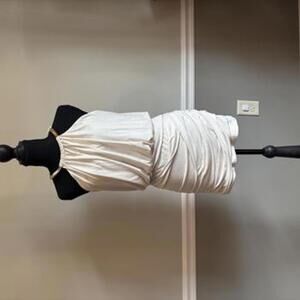 Gold Fairy Glitter Cream Halter Neck Mini Dress.